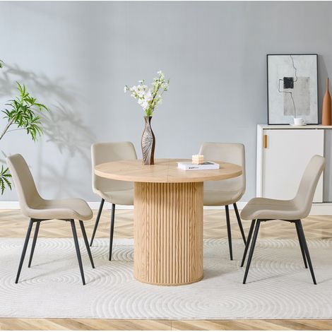 Set tavolo e sedie rotondo, 100 cm, MDF, 4 posti, OKMYHOME (1/5)