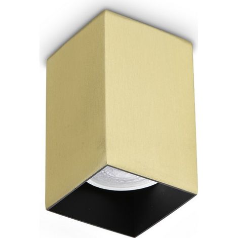 Ideal Lux LOOK Spot encastré carré de 10 cm en laiton, montage en surface, 1 douille GU10