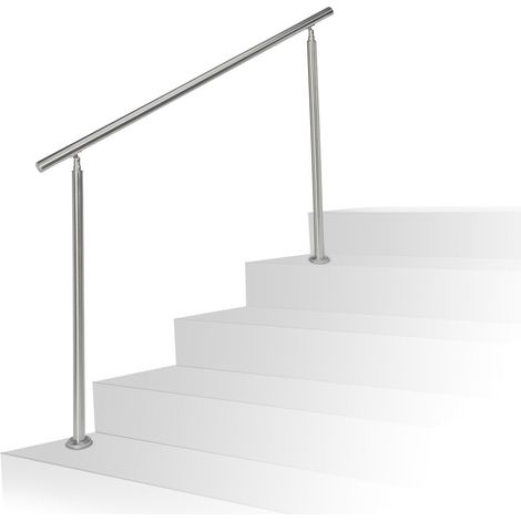 Relaxdays – Rampe d'escalier inox 1,5 m – Main courante résistante aux intempéries – Fixation facile avec chevilles en métal – Pour intérieur/extérieur (1/5)