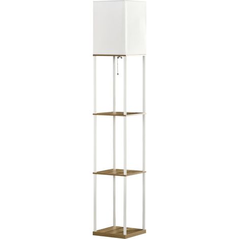 Lampe sur pied avec étagères 26 x 26 x 159 cm blanc et marron (1/5)