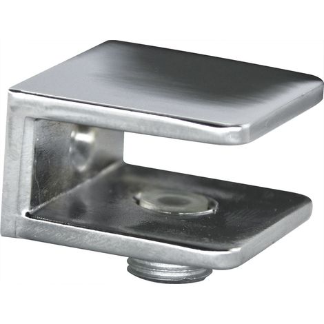 Glastablar-Klemmträger Pesaro, Glasstärke 4-8 mm,Zinkdruckguss verchromt poliert (1/2)