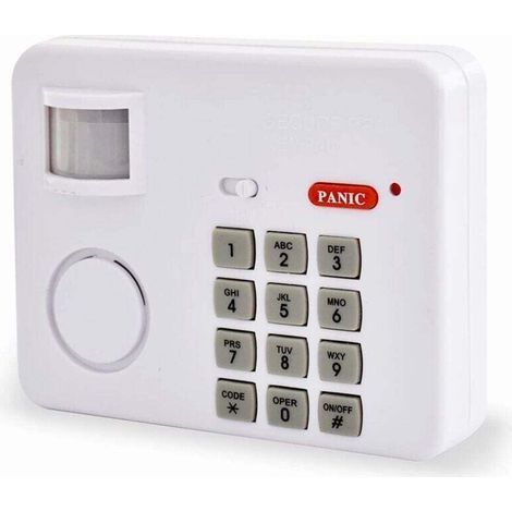 Alarme Sans Fil, Détecteur Mouvement 100° 5m, Sirène 90 dB, Carillon, Clavier, Bouton Panique, ABS, 3 Piles AA, Installation Facile, Maison, Garage, Bureau (1/4)