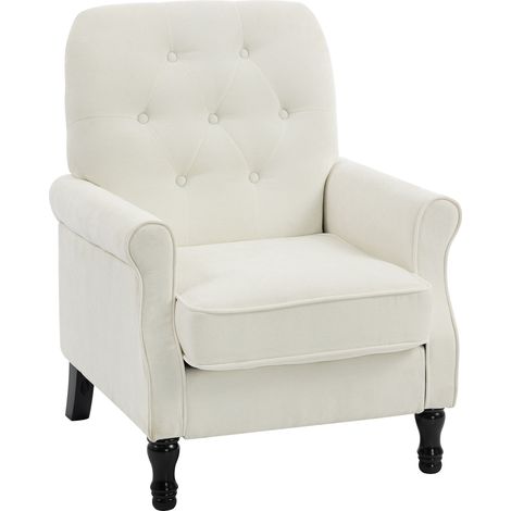 Fauteuil Aubrecourt élégant baroque capitonné tissu crème salon chic confortable (1/5)