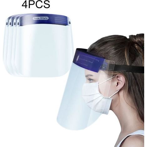 Lot de 4 Visières de Protection pour Le Visage, en Plastique léger et réglable pour éviter salive, Gouttes, Pollen et la poussièr (1/4)