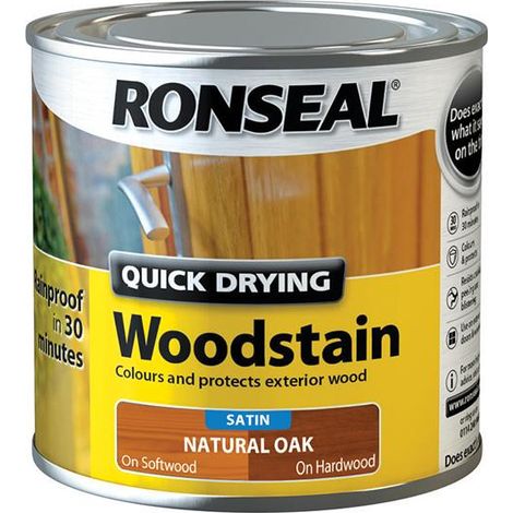 Ronseal Quick Drying Exterior Satin Woodstain in Natural Oak - 250ml
