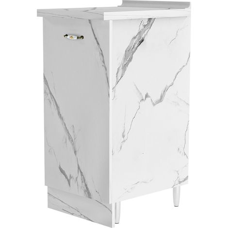 Mobile Base da Cucina Componibile 1 Anta in Legno Bianco Effetto Marmo (1/4)