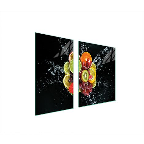 ASSIETTE EN VERRE et PLANCHE À DÉCOUPER 100x52 FRUITS (1/5)