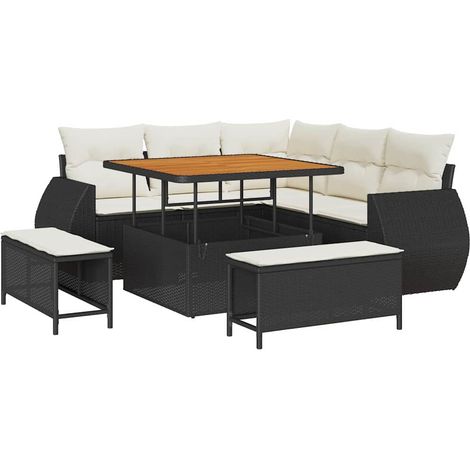 Maison Exclusive - Gartensofa-set mit Kissen 8 pcs Schwarz und Cr