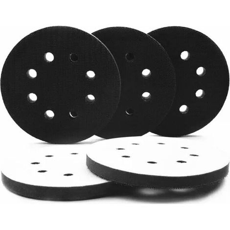 Juego de 5 almohadillas de interfaz de espuma suave de 125 mm y 8 orificios para discos redondos, almohadillas de pulido de 125 mm, almohadillas de interfaz de esponja para discos de lijado y placas d