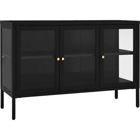 Sideboard Black 105x35x70 cm Steel and Glass vidaXL