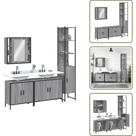 Armoire à miroir - vidaXL Ensemble d'armoires de salle de bain 4 pcs sonoma gris - Meuble de salle de bain