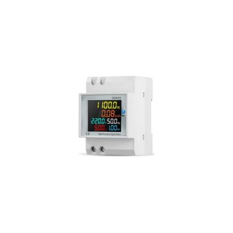 Contatore di energia monofase 6 in 1, contatore elettrico digitale con display LCD, CA 40-300 V 100 A, contatore di corrente alternata kWh, wattmetro, voltmetro, amperometro per montaggio su guida DIN