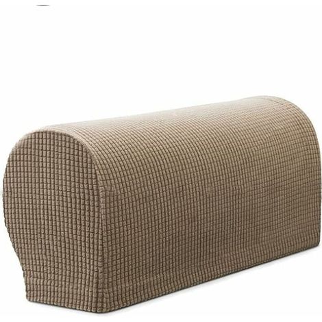 Set of 2 armrest covers in waterproof non-slip stretch elastane fabric for armchairs, sofas, recliners (sand)