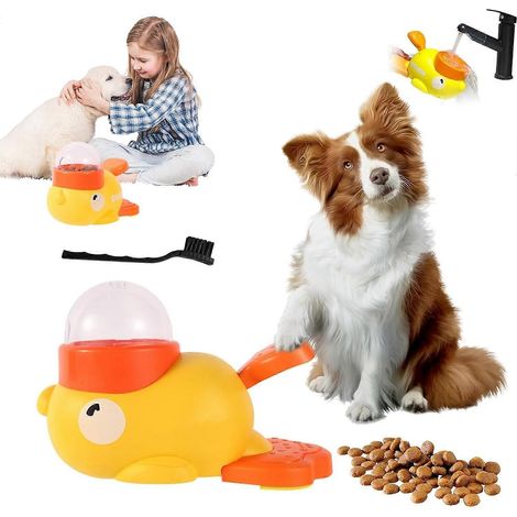 Distributeur de friandises en forme de canard jaune modèle 2026 jouet distributeur lavable pour chats et petits chiens (1/5)