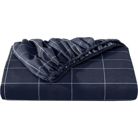 Drap-housse Bare Home Luxury Collection 1800, ultra-doux, poches profondes, grand lit, quadrillé - Minuit/Blanc (1/5)