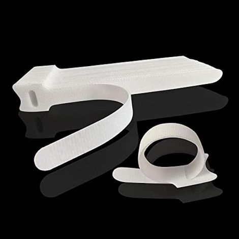 50 Stücke Klettband Kabelbinder, Klett Kabelbinder Wiederverschließbar, Kabelbinder mit Klett, für Zuhause Büro, Auto, PC, TV Kabel, Weiß (1/5)