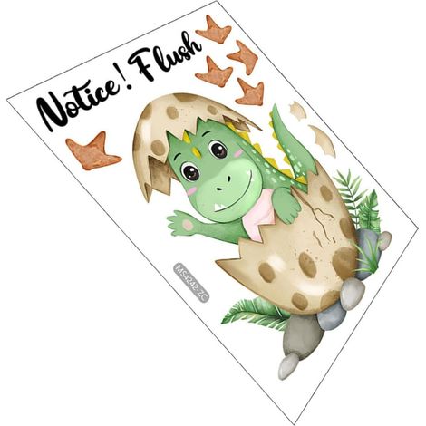 Sticker décoratif pour toilettes SECFOU , dinosaure vert , en PVC , autocollant et facile à retirer (1/5)