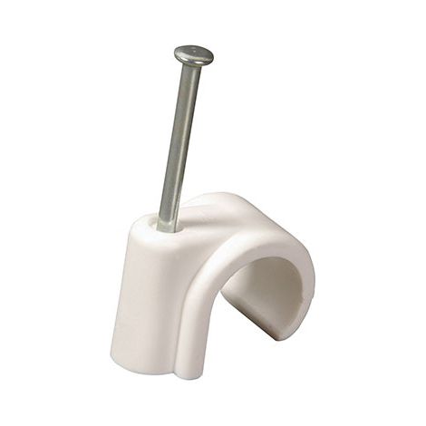 Nail In Pipe Clips White - 15mm