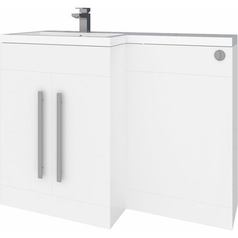 1100mm L Shape LH Vanity Unit White Painting BTW Toilet Unit (1/5)