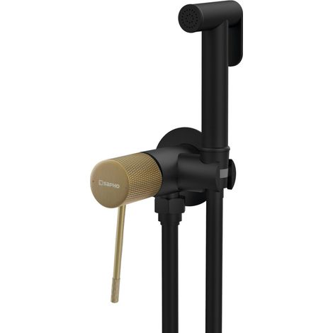 SOLARIS mitigeur de bidet à encastrer avec stop douche, rond, noir/or mat