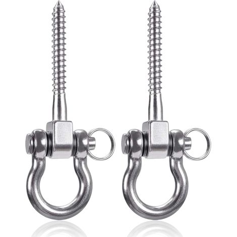 Support Pour Suspension - Fixation En Acier Inoxydable 304 - Pour Hammock Yoga Chaise Suspendue Sac De Frappe Balançoire - Lot De 2 (1/5)