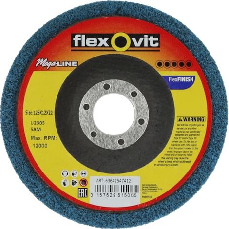 Disque à lamelles 125 mm – Grain 3 (moyen) – Pour finition de surface et atténuation des cordons de soudure – Longévité accrue – Flexovit