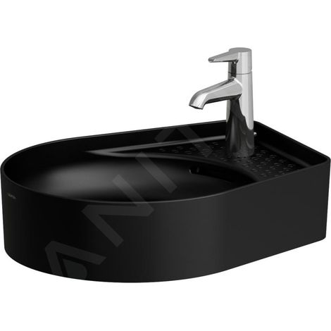 Laufen VAL - Lavabo, 50x40 cm, avec trop-plein, trou pour robinet, noir mat H8122817161041 (1/3)