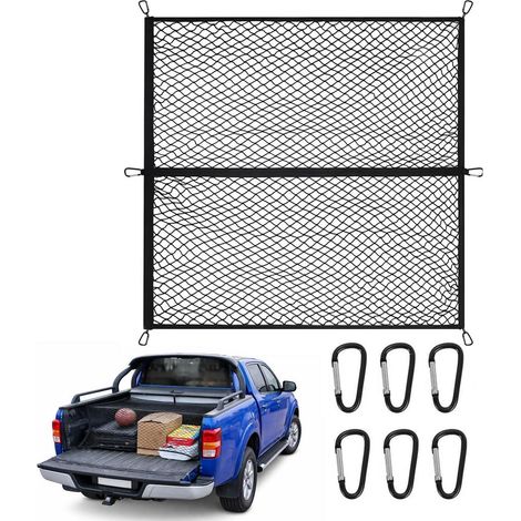 Filet de coffre voiture extensible 120x120cm à 210x210cm avec 6 mousquetons (1/5)