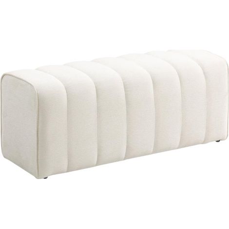 Banc de chambre moderne, banquette rembourrée avec structure en bois, capacité de charge jusqu'à 220 kg, repose-pieds, blanc crème, haute qualité pour une utilisation durable