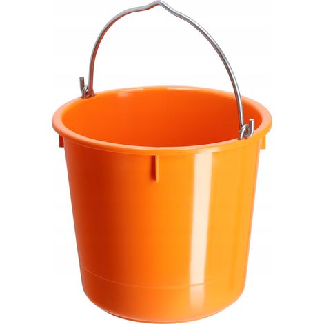 KADAX Baueimer aus Kunststoff, Mörteleimer mit Griff, Orange, 1 Stück, 12L
