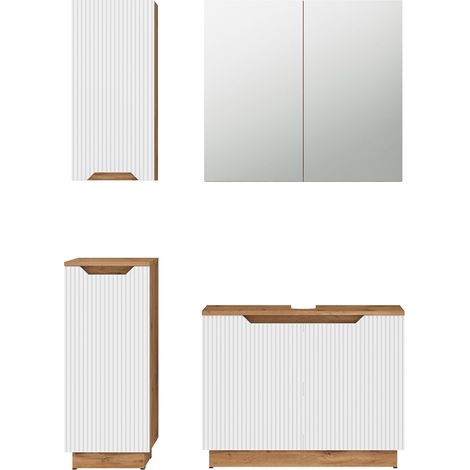 Conjunto de muebles de baño Lotta, Roble/rayas blancas, 4 partes, Vicco (1/5)