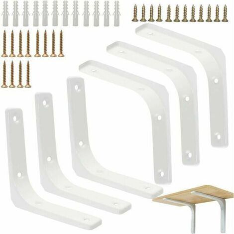 Supports Angulaires Droits 6 Pcs Équerre Étagère Blanche Equerre Murale en Forme de L Blanc Equerre Etagere 100mm Support D\\u2019ètagère Equerre Etagere Murale Blanche 10 cm pour Meubles Décoration (1/4)