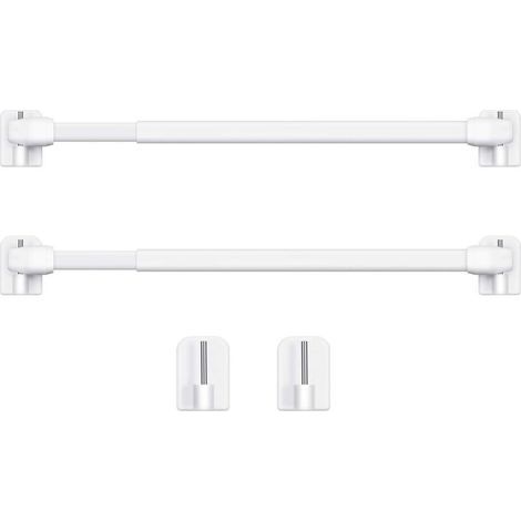 Tringle à rideau extensible 40-60cm – Plastique blanc – 2 crochets auto-adhésifs – Installation facile sans perceuse