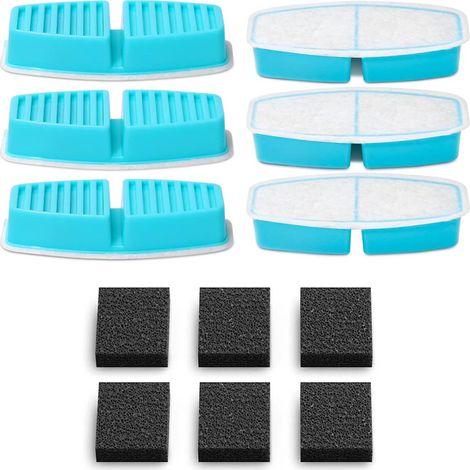 Filtres de rechange pour fontaine à eau pour chat, ensemble de cartouches filtrantes avec charbon actif, coton haute densité et résine échangeuse d'ions pour une eau propre et saine, lot de 3 filtres 