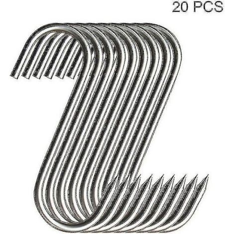 Lot de 20 Crochet, Acier inoxydable, Surface lisse, Résistant à la rouille, Cuisine Boucherie (1/4)