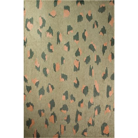 Tapis intérieur extérieur vert motif léopard antidérapant - 140 x 200 cm (1/5)