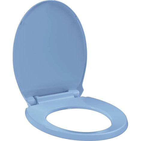 Lunette de WC à fermeture douce, fixation rapide, ovale, bleue (1/5)