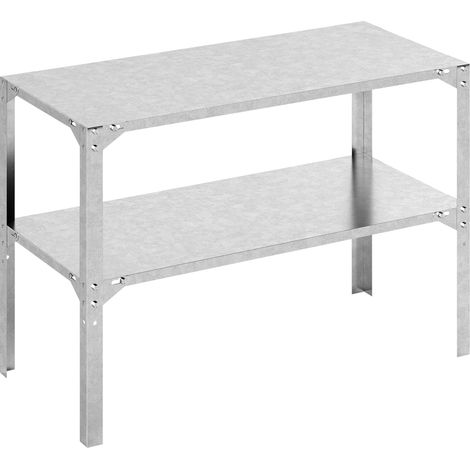 2 Tier Potting Bench Table, Galvanised Steel Garden Planting Work Bench Workstation with Storage Shelf for Outdoor, Patio, Greenhouse, 110 x 50 x 75 cm, Silver Tone