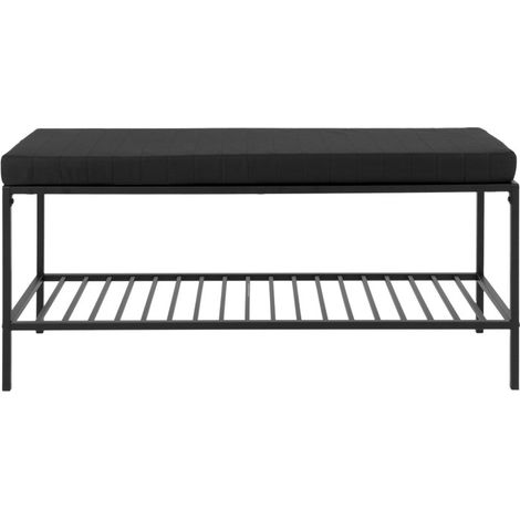 Banc en tissu et métal avec étagère L100cm - Noir - VITA (1/7)