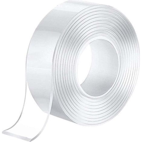Ruban Adhésif Nano Réutilisable, Nano Tape,Ruban adhésif Lavable sans Traces,Multifonctionnel Traceless Double Face, Adhésif Anti-Slip pour Verre, Plastique, Bois, Métal, Papier, etc. (3M (1/4)