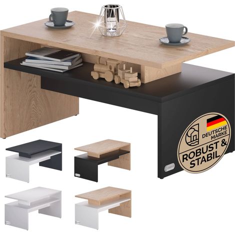 Table basse avec rangement, bois/gris, 92 x 51 x 48 cm (1/5)