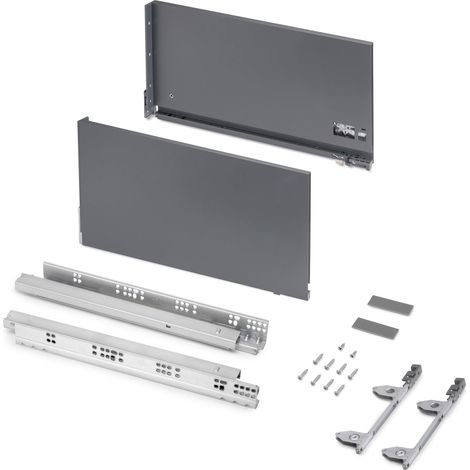 Emuca Cajón exterior Vertex 3D 60kg de altura 242mm, profundidad 450mm, Acero, Gris antracita -