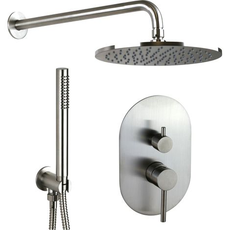 Kit doccia completo modello tondo in acciaio AISI 316 Pollini Jessy Steel CY10407255AS  Acciaio Inox