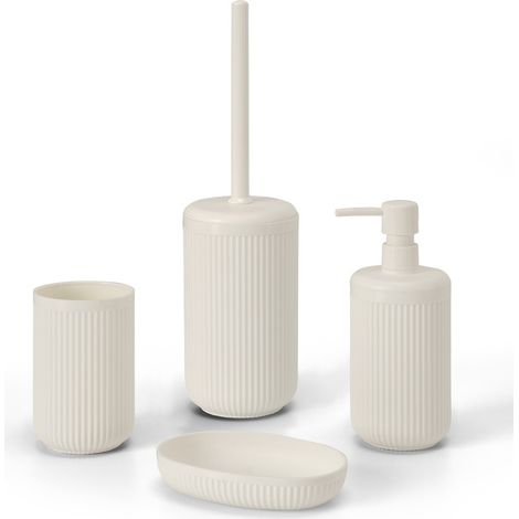 Set accessori bagno completo di 4 pz bianco crema cannettato Arizona (1/5)