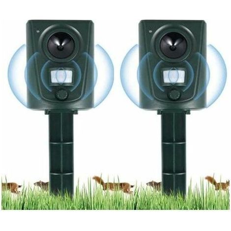 Répulsif ultrasonique pour chats et chiens avec capteur de mouvement jusqu’à 30 m, étanche et résistant aux intempéries, installation facile sur piquet (1/4)