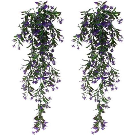 2 Pcs Lierre Artificiel Plantes suspension vertes artificielles pour Célébration, Mariage, Cuisine, Jardin, Bureau Décoration Violet- (1/5)