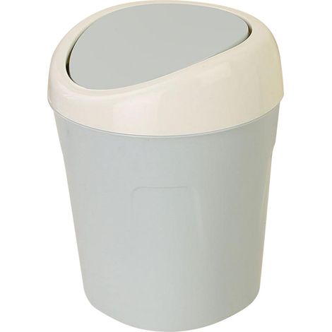 Mini poubelle de bureau en plastique avec couvercle, conteneur de stockage de Table Portable (bleu)