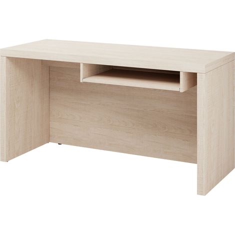 Mesa de oficina Fiomeri 122, Roble Santana, Con un estante para teclado, Número de puertas: 0, Número de cajones: 0, 78x150x67cm