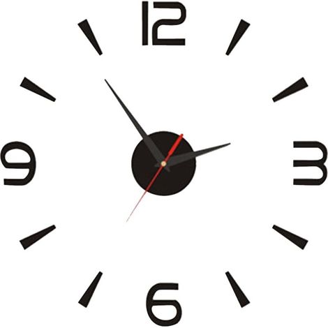 Horloge Murale DIY, Noir Horloge Européenne Petite Horloge Murale Silencieuse sans Cadre, Simple Créatif Acrylique 3D Sticker Mural Horloge pour Chambre Salle D'étude (1/5)