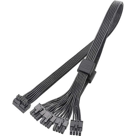 Câble d'alimentation PCIe 5.0 neuf, interface 8 broches x4 vers GPU PCIe 5.0 12 V HPWR 16 broches (12+4) - 60 cm - Coude noir PLA